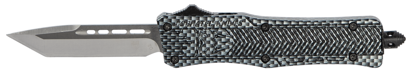 CobraTec Knives SCFCTK1STNS CTK-1  Small 2.75" OTF Tanto Plain D2 Steel Blade/Carbon Fiber Aluminum Handle Features Glass Breaker Includes Pocket Clip