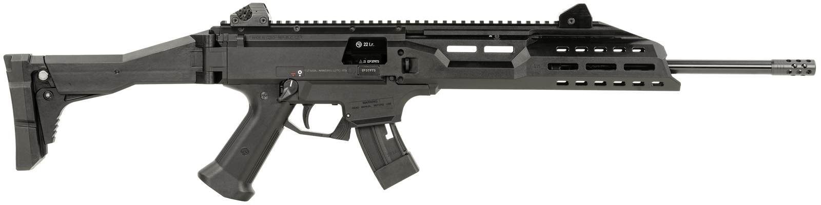 CZ-USA 91368 Scorpion EVO 3 22 LR 10+1 16" Black Threaded Steel Barrel, Picatinny Rail Receiver, M-LOK Handguards, Black Folding/Telescoping Stock, Black Polymer Grips