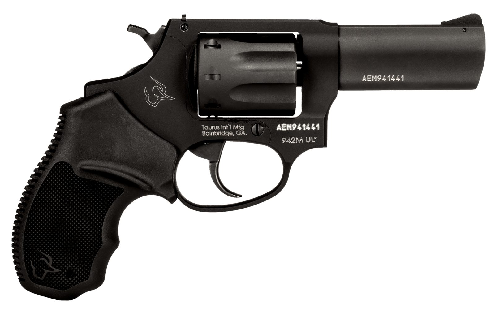 Taurus 2942M031UL 942 Ultra-Lite 22 WMR 8rd 3" Matte Black Finish Barrel, Matte Black Finish Cylinder, Black Anodized Finish Aluminum Frame & Finger Grooved Black Polymer Grip