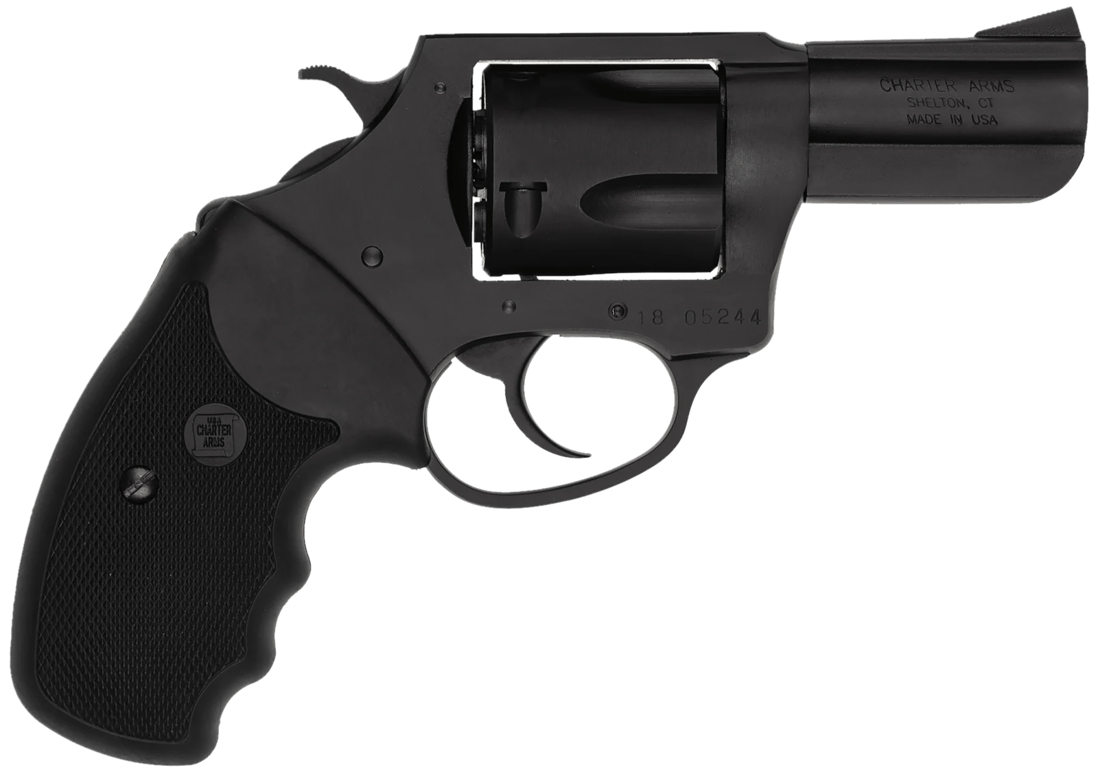 Charter Arms 14420 Bulldog  Large Frame 44 S&W Spl 5 Shot 2.50" Black Stainless Steel Barrel, Cylinder & Frame, Black Finger Grooved Rubber Grip, Exposed Hammer