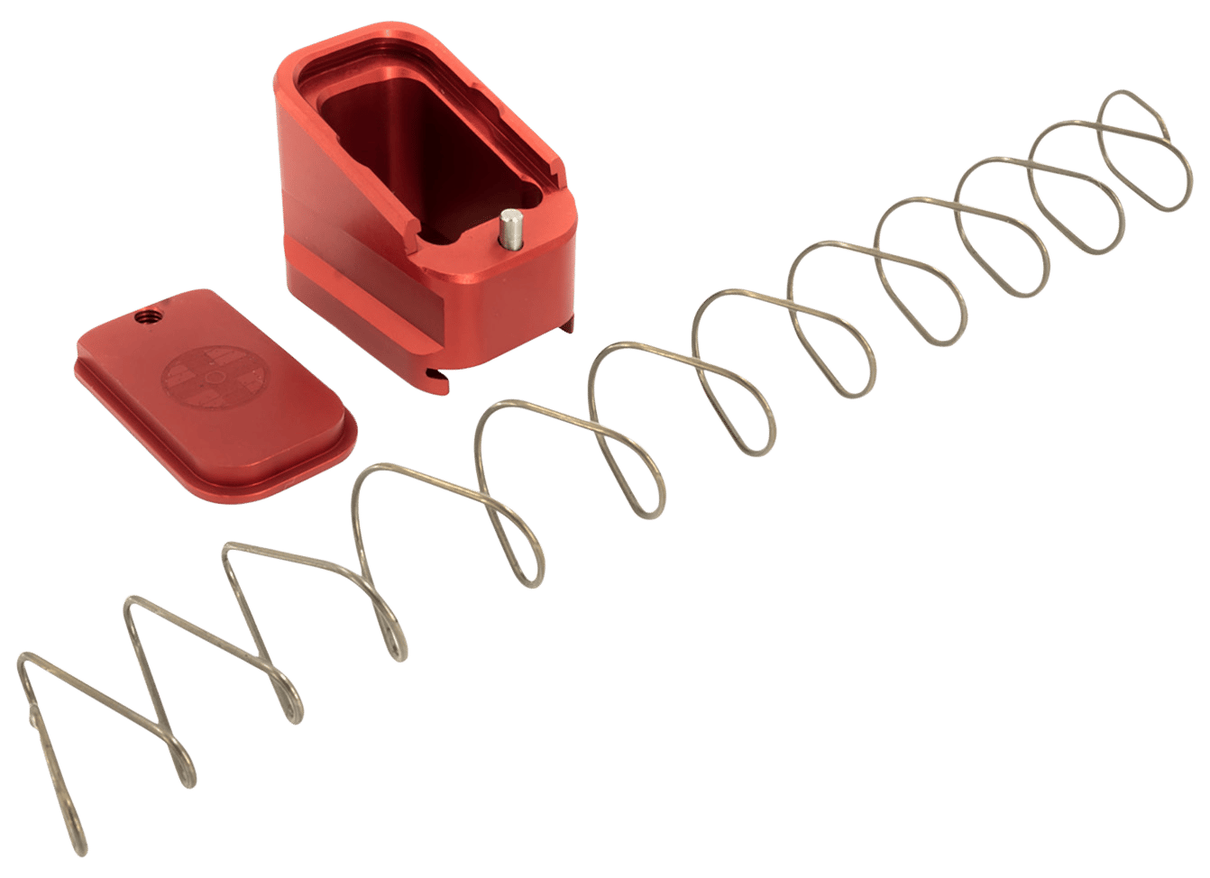 Shield Arms G17ME5RED Magazine Extension  +5 Extended 40 S&W/9mm Luger  Compatible w/Glock 17/19X/22/34/35/45, Red Anodized Aluminum