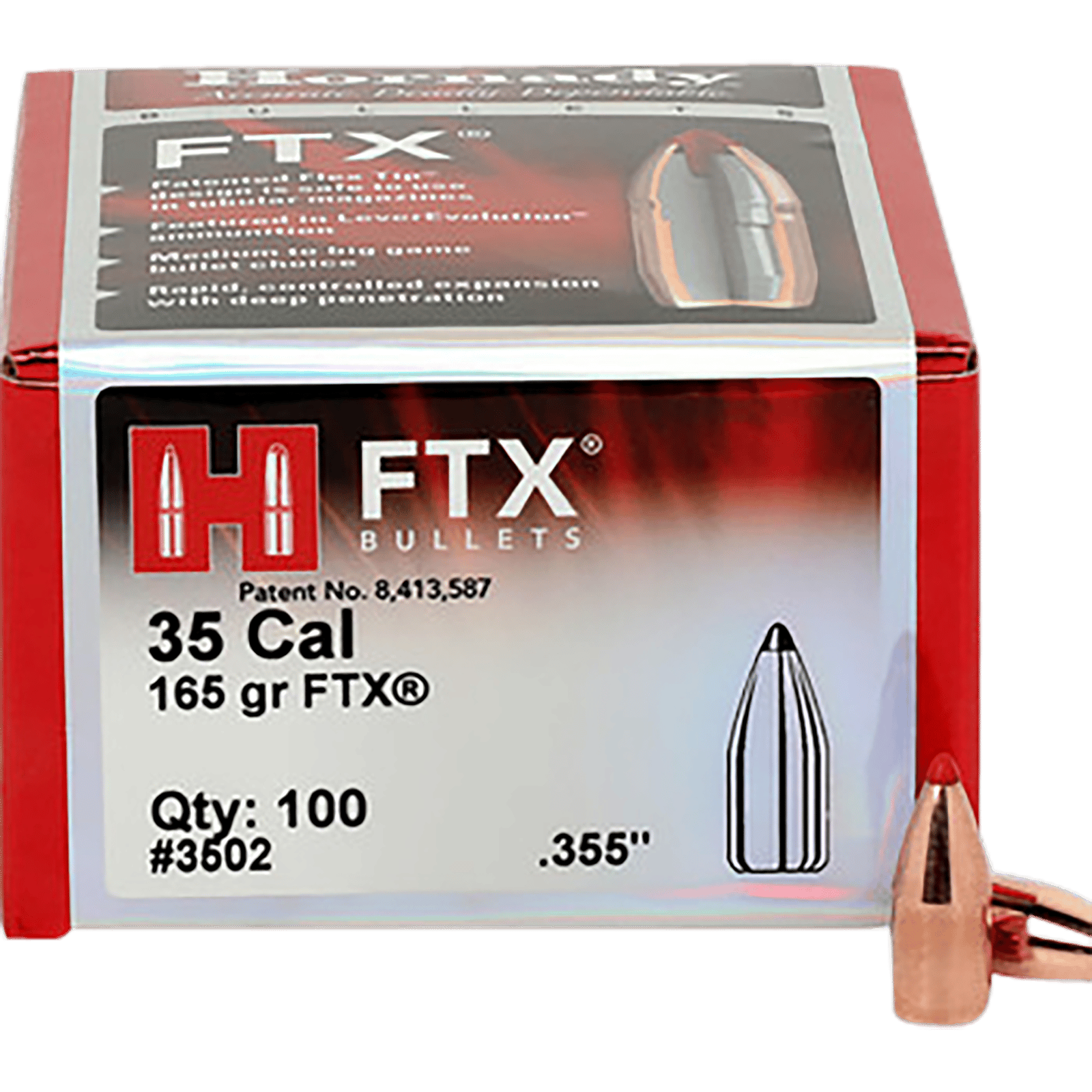 Hornady 3502 FTX  35 Cal .355 165 gr Flex Tip eXpanding 100 Per Box/ 15 Case