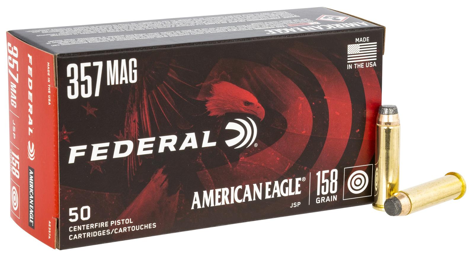 Federal AE357A American Eagle Handgun 357Mag 158gr Jacketed Soft Point 50 Per Box/20 Case