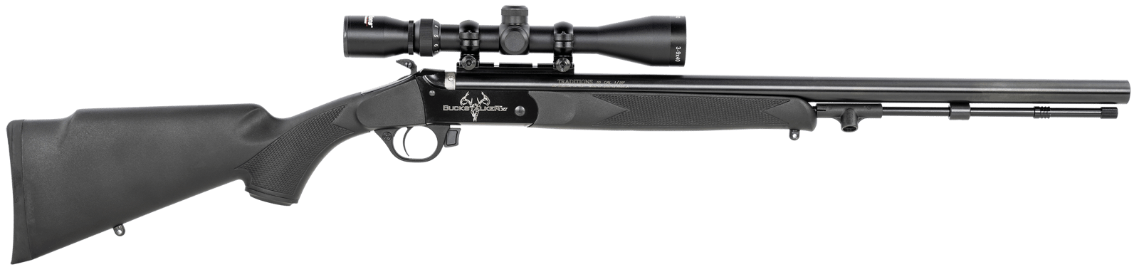 Traditions R572000840 Buckstalker XT 50 Cal 209 Primer 24" Blued Barrel/Rec Black Synthetic Stock 3-9x40 Scope