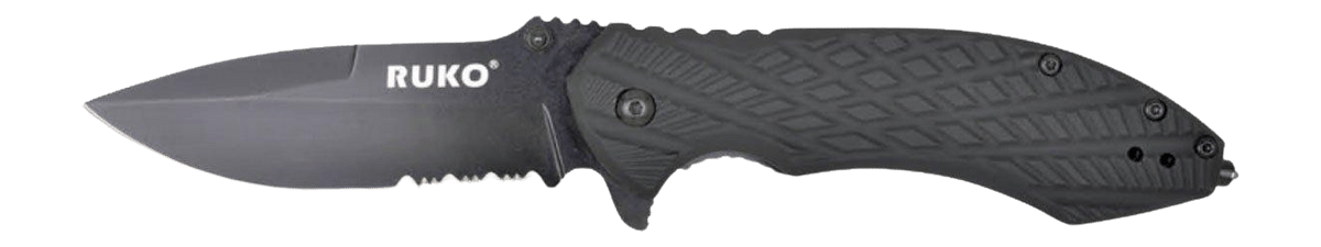 RUKO RUK0182SBBK  440C 3-1/4"SERRATED FOLDING BBPS