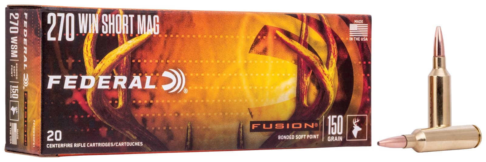 Federal F270WSMFS1 Fusion  270WSM 150gr Bonded Soft Point 20 Per Box/10 Case