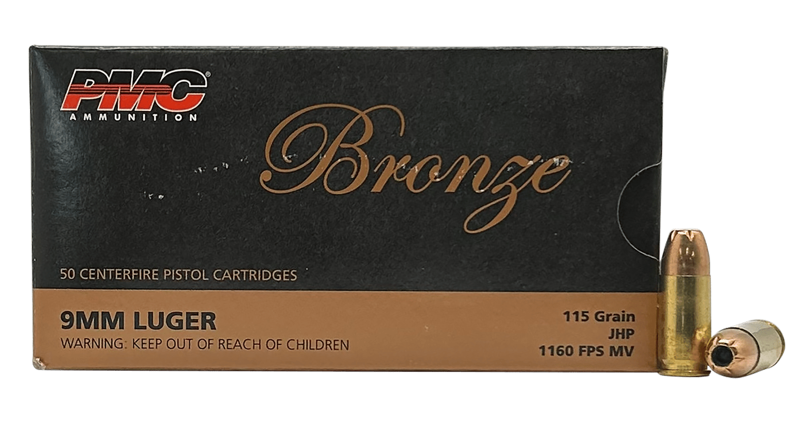 PMC 9B Bronze  9mmLuger 115gr Jacketed Hollow Point 50 Per Box/20 Case