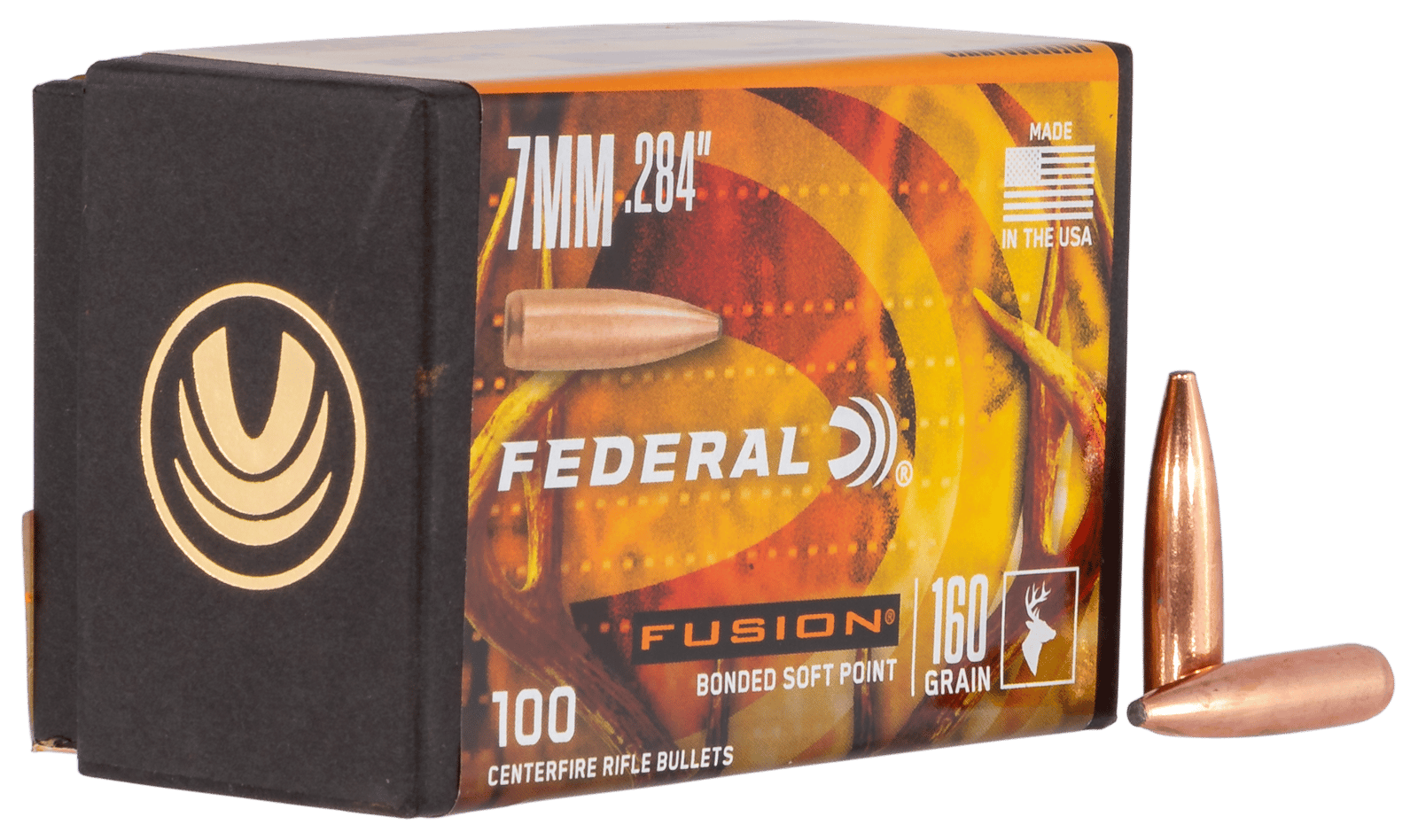 Federal FB284F3 Fusion Component  7mm .284 160 gr Fusion Soft Point 100 Per Box/ 4 Case