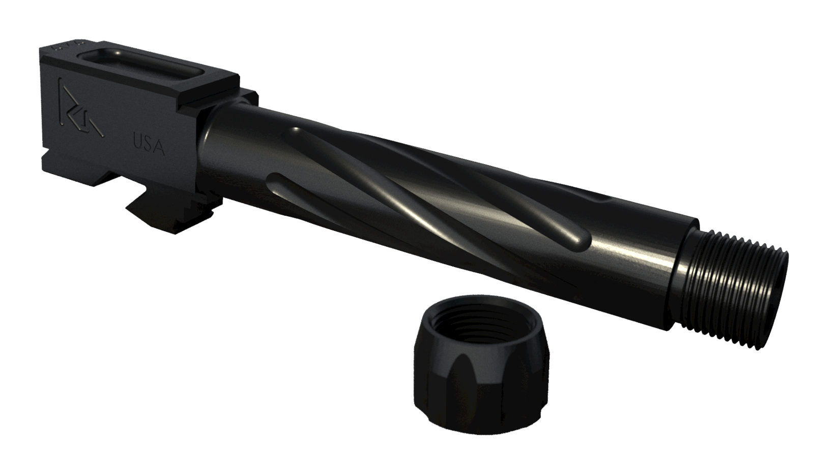Rival Arms RA20G202A Precision  9mm Luger Compatible w/Glock 19 Gen3-4, 4.02" Fluted Threaded Black PVD Stainless Steel