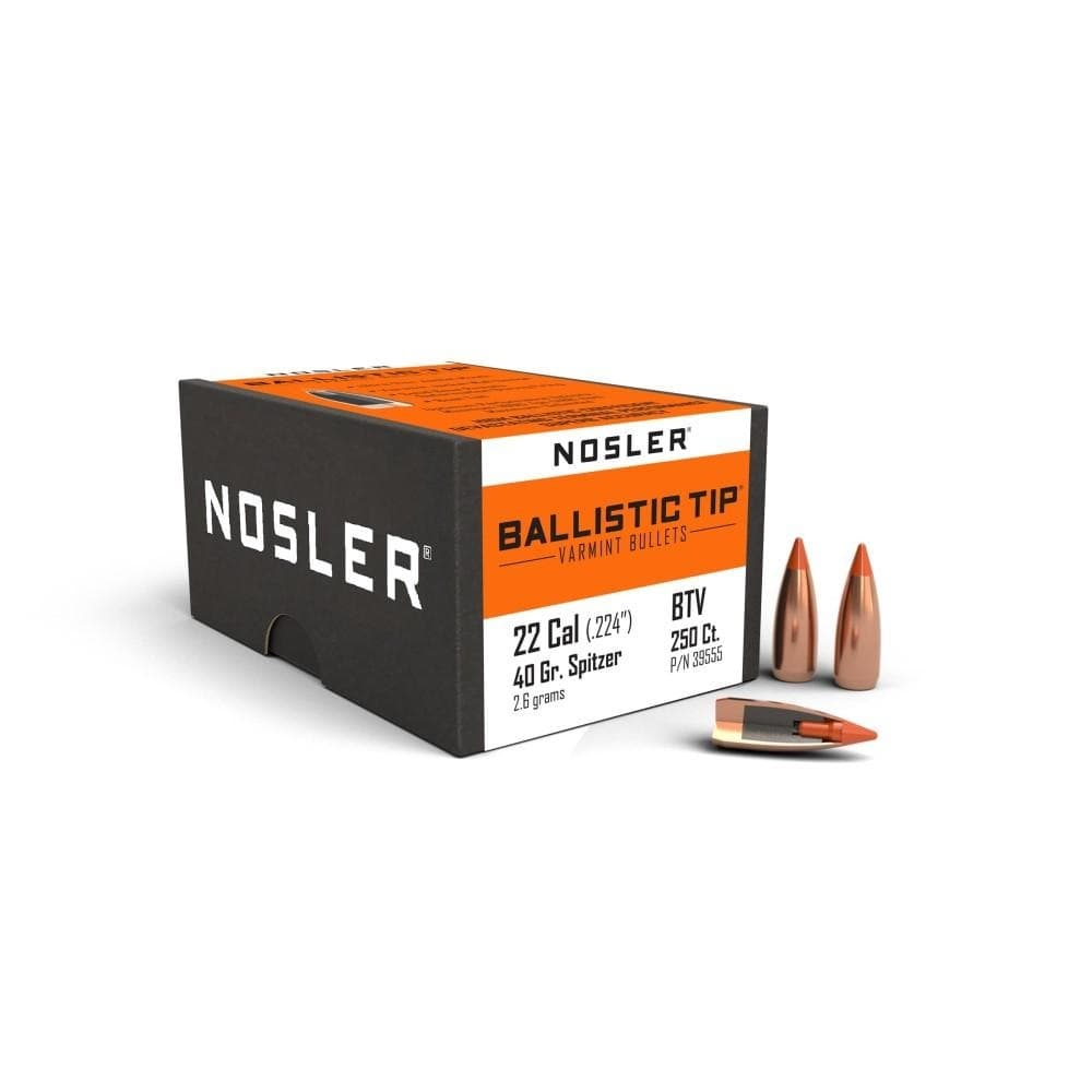 Nosler Ballistic Tip Varmint Bullets .22 cal .224" 40 gr SBT-SB 250/ct