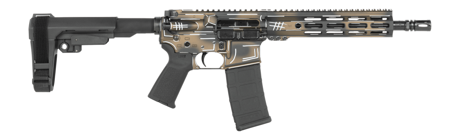 Shark Coast Tactical SCC07060ANBRN-P Anime-15 Bronze 5.56 NATO 30+1 10.50" Black Nitride Threaded Barrel, Aluminum Receiver w/Picatinny Rail, M-LOK Handguard, Polymer SB Tactical SBA3 Brace, Polymer G