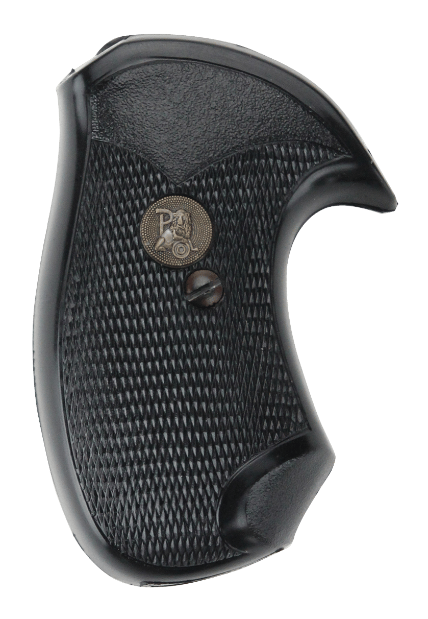 Pachmayr 03147 Compact Grip Checkered Black Rubber with Finger Grooves for Small Rossi Revolvers