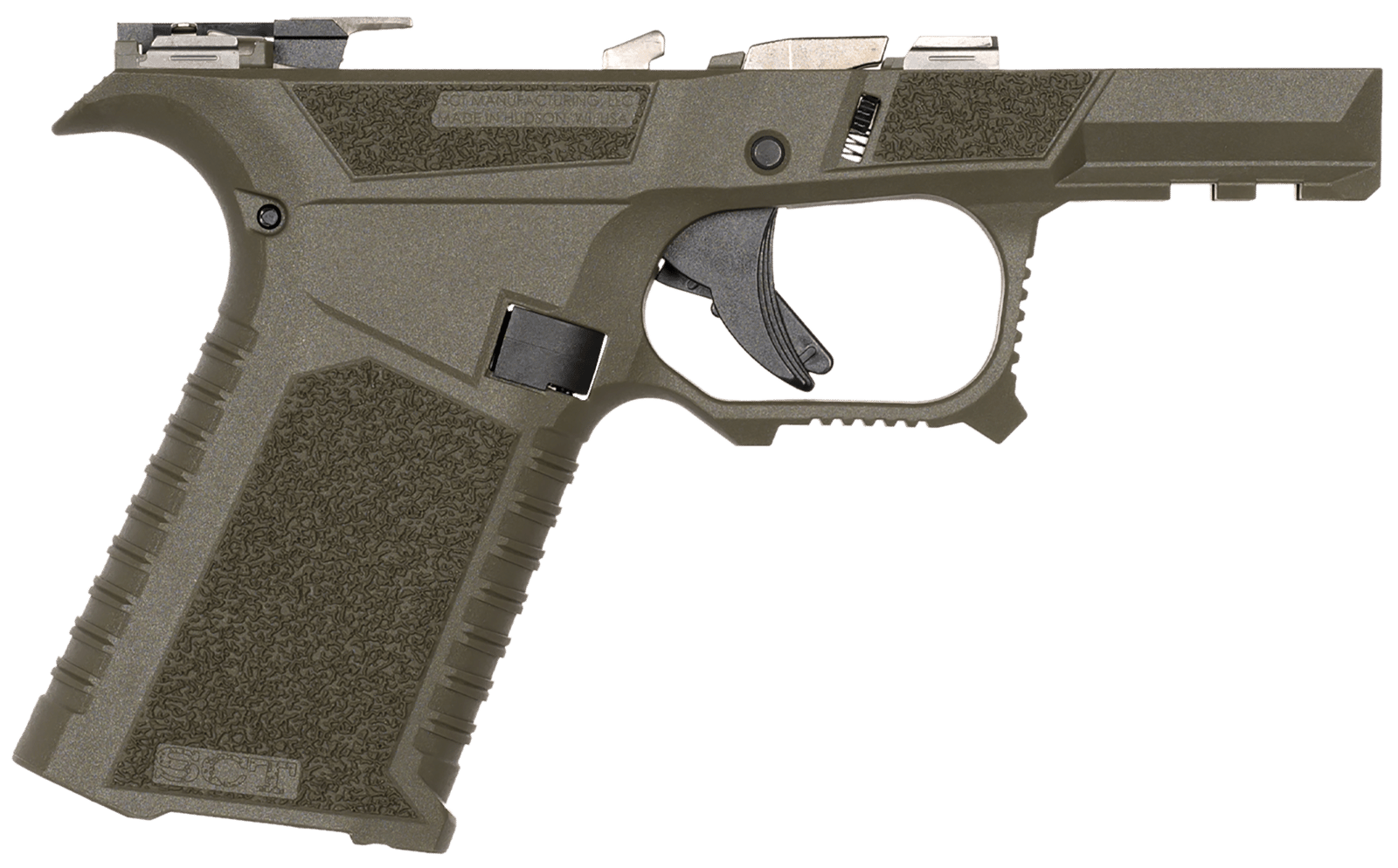 Sct Manufacturing 0226020000IB Sub Compact  Compatible w/ Glock 43X/48 OD Green Polymer Frame Aggressive Texture Grip