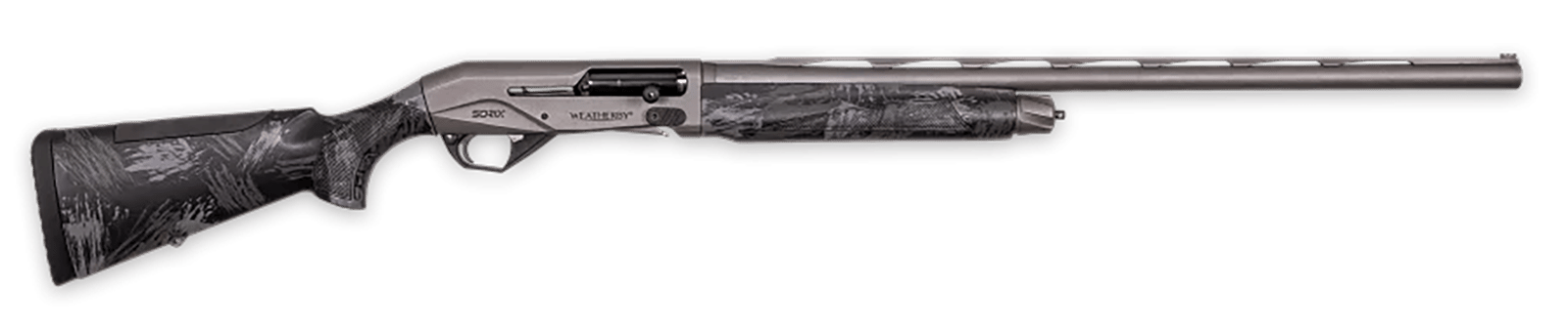 Weatherby XST1228MAG Sorix  Full Size 12 Gauge Semi-Auto 3" 2+1 28" Gray Cerakote Vent Rib Barrel & Drilled & Tapped Steel Receiver, Storm Camo Synthetic Stock w/Adj Shim, Ambidextrous