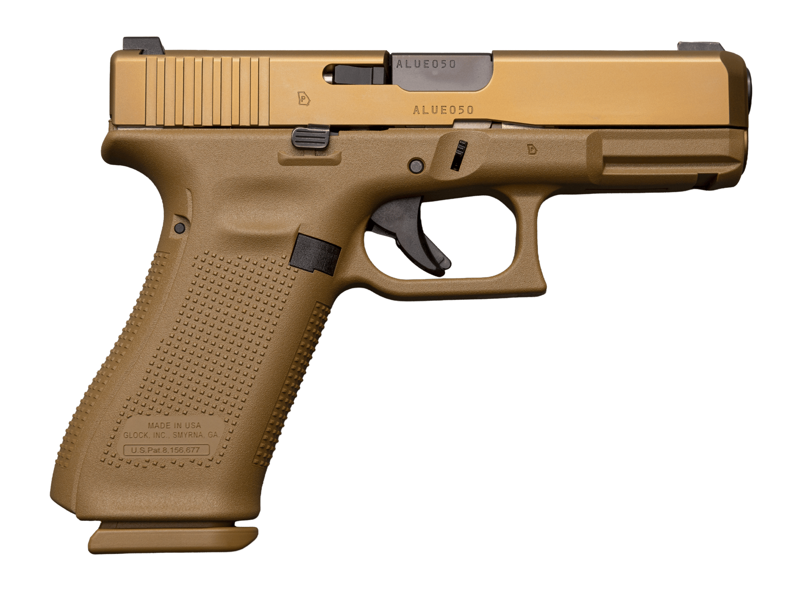 Glock PV1950701X G19X V Standard Frame 9mm Luger 10+1 4.02" Black GMB Barrel, Coyote nPVD Steel Serrated Slide & Polymer Frame, Textured Polymer Grip, Ambidextrous