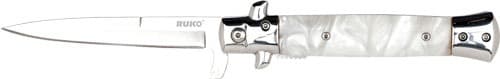 RUKO FOLDER SPRING ASSISTS 4" WHITE PEARL ACRYLIC HANDLE