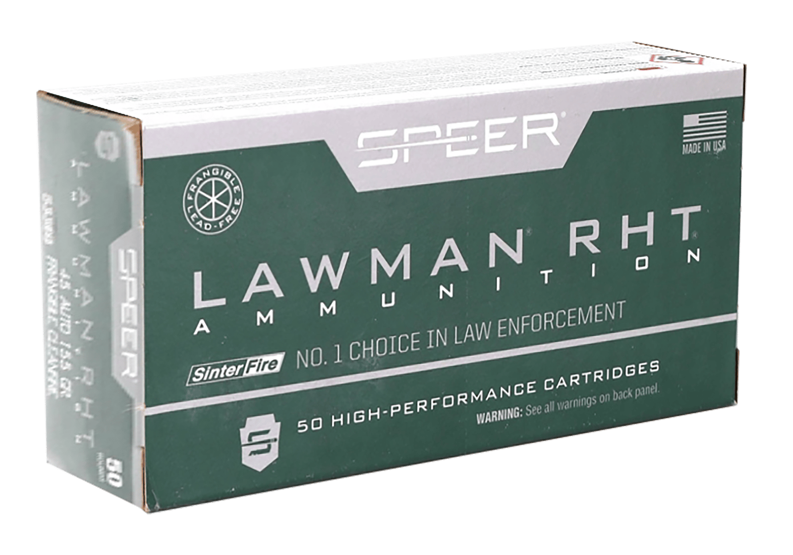 Speer 53395 Lawman Training RHT 45ACP 155gr SinterFire Frangible 50 Per Box/20 Case