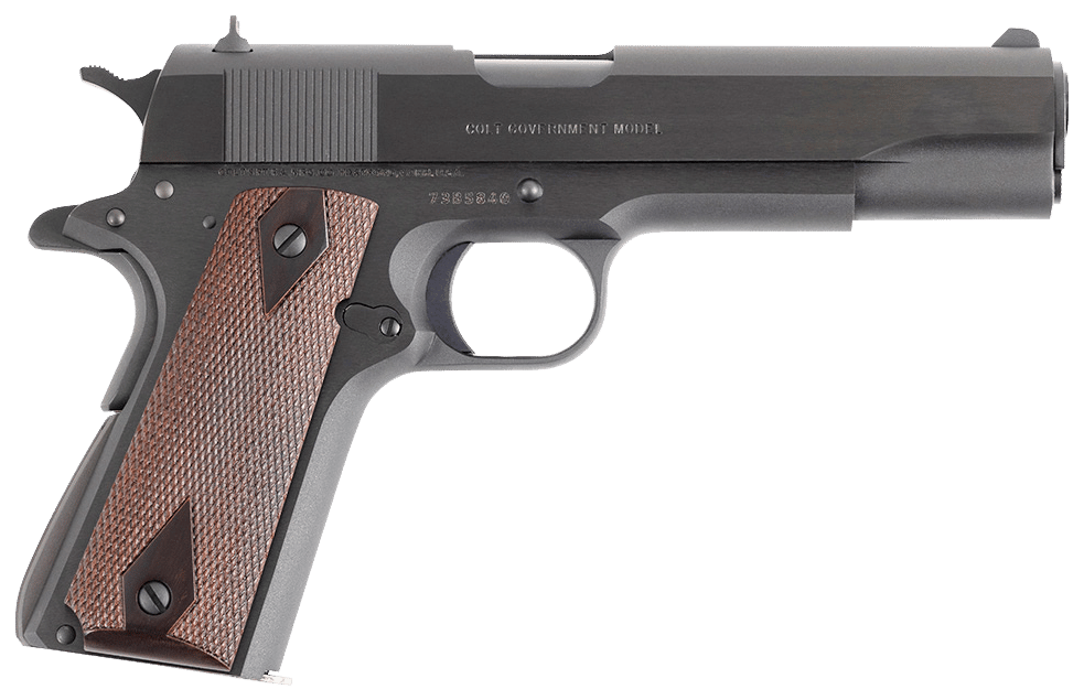 Colt Mfg O1970A1CS Government Series 70 45 ACP 7+1 5" Black National Match Barrel, Blued Carbon Steel Serrated Slide, Blued Carbon Steel Frame w/Beavertail, Rosewood Grip, Ambidextrous