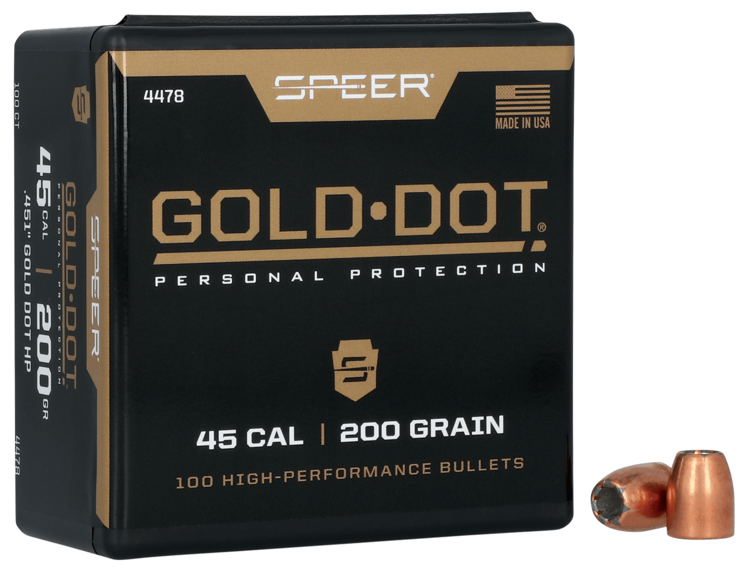 Speer 4478 Gold Dot Personal Protection 45Cal 200gr Hollow Point 100 Per Box/5 Case