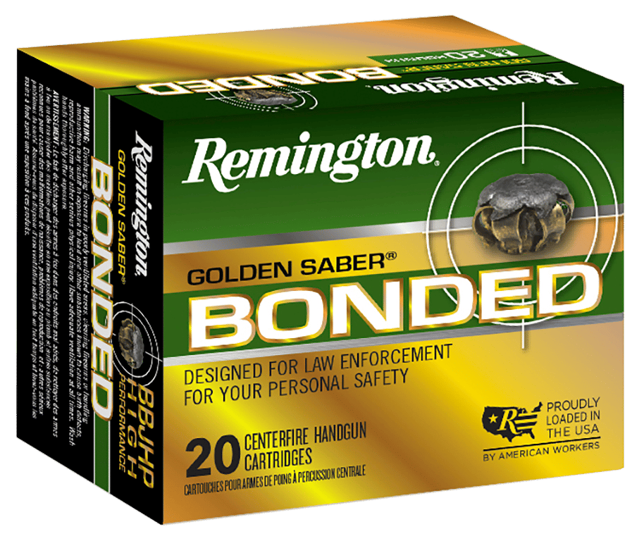 Remington Ammunition R21368 Golden Saber Bonded  10mmAuto 180gr Bonded Brass Jacketed Hollow Point 20 Per Box/25 Case