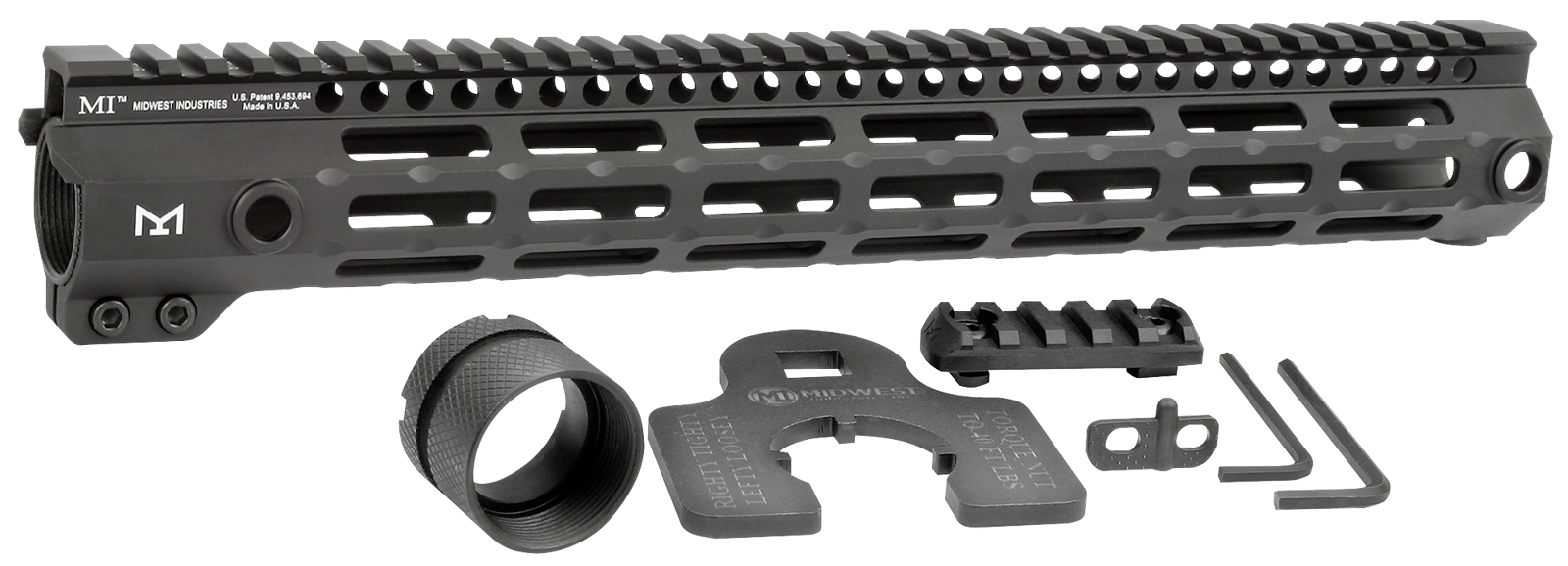 Midwest Industries MIG4M14 Tactical G4M Handguard AR-15 Black Hardcoat Anodized Black 14" 6061-T6 Aluminum M-LOK