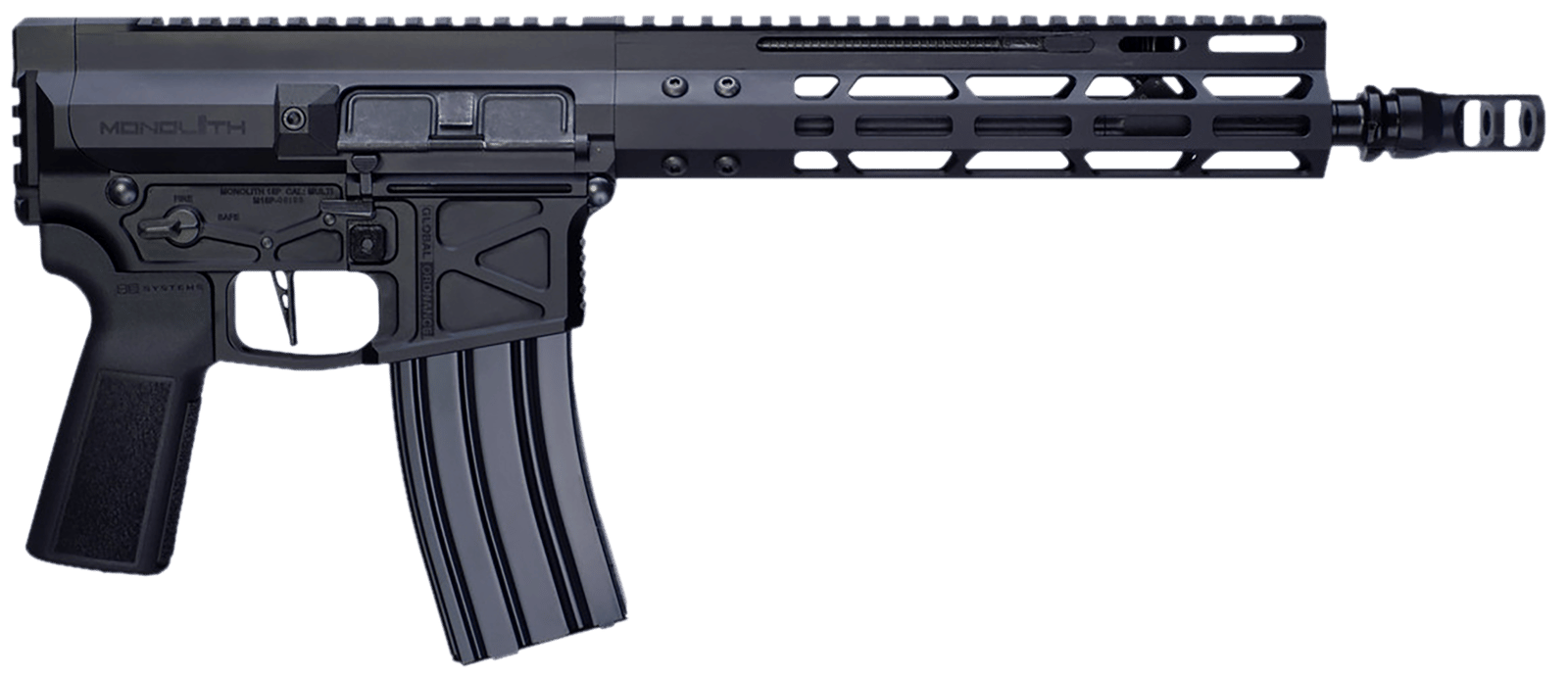 Global Ordnance LLC 197892003230 Monolith 15P 5.56x45mm NATO 30+1 12.50" Black Mono Barrel, M-LOK Handguard, Black Aluminum Picatinny Rail Receiver, Rear Picatinny Rail, B5 P-Grip 23 Grip