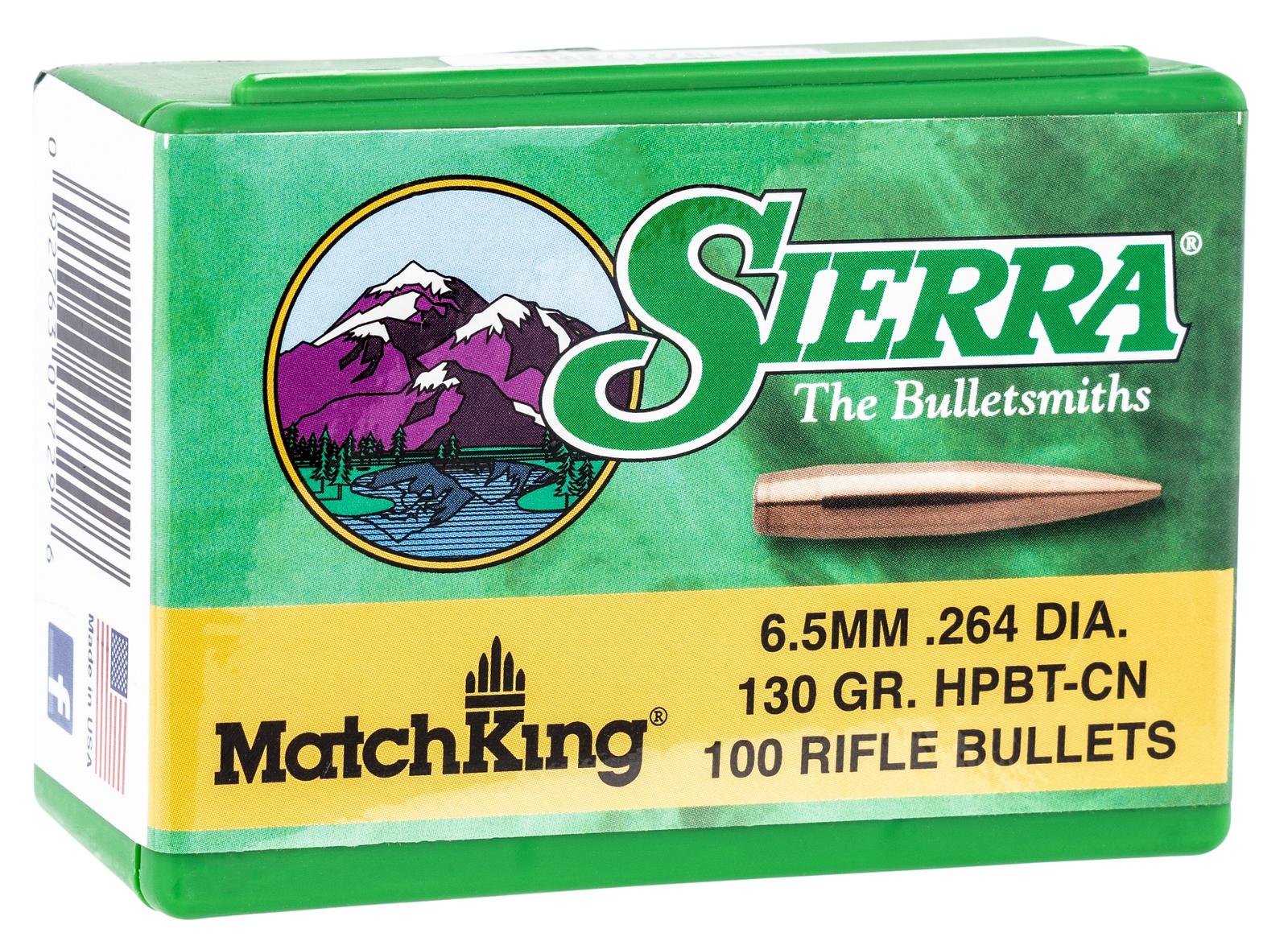 Sierra 1729 MatchKing  6.5Creedmoor 130gr Hollow Point Boat Tail 100/Box