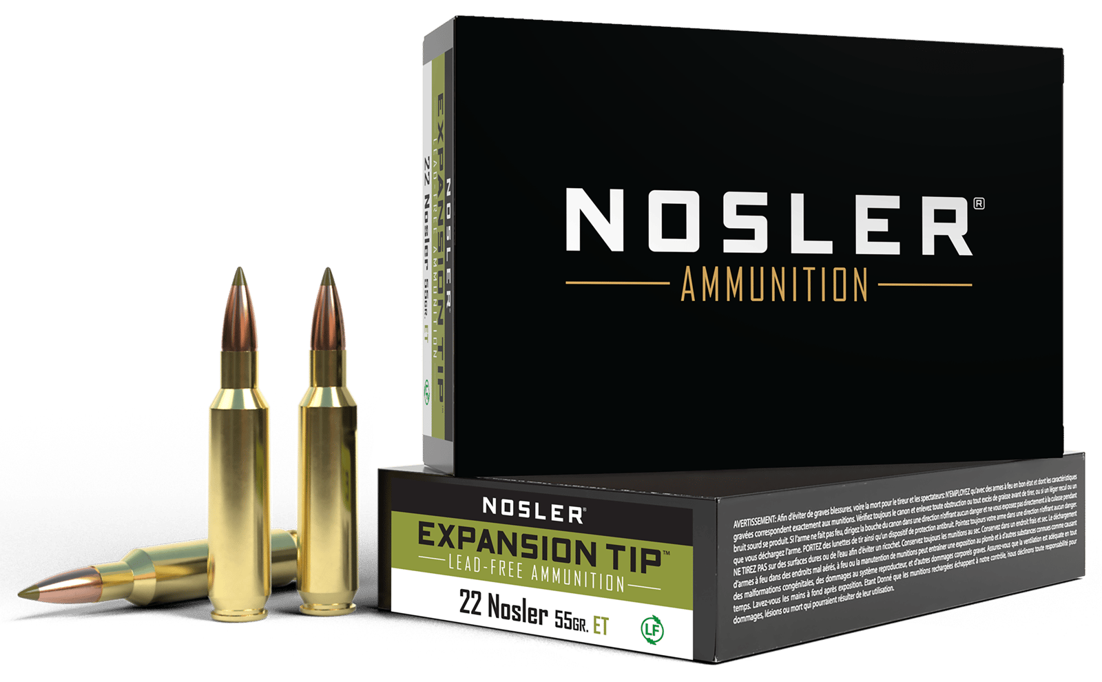 Nosler 40140 E-Tip Lead Free 22Nosler 55gr E Tip Lead Free 20 Per Box/10 Case