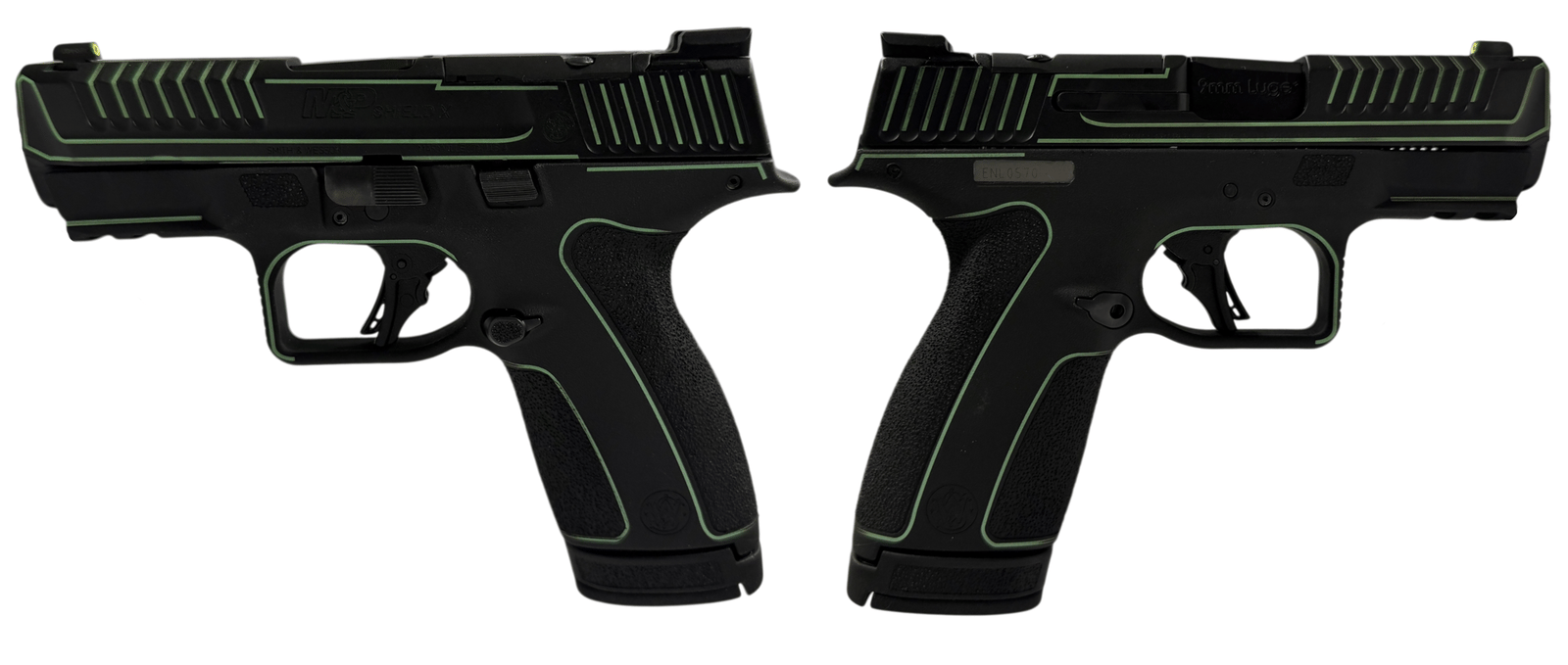 SMITH & WESSON M&P 9 SHIELD X NTS BLACK/LIME GREEN PISTOL 3.6" N.S. 1-13RD, 1-15RD MAG
