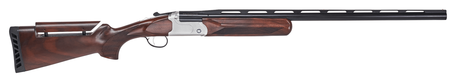 Stevens 23222 555 Trap 12 Gauge 3" 1rd 30" Vent Rib Barrel, Silver Aluminum Receiver,  Turkish Walnut Fixed Adjustable Comb Stock Ambidextrous