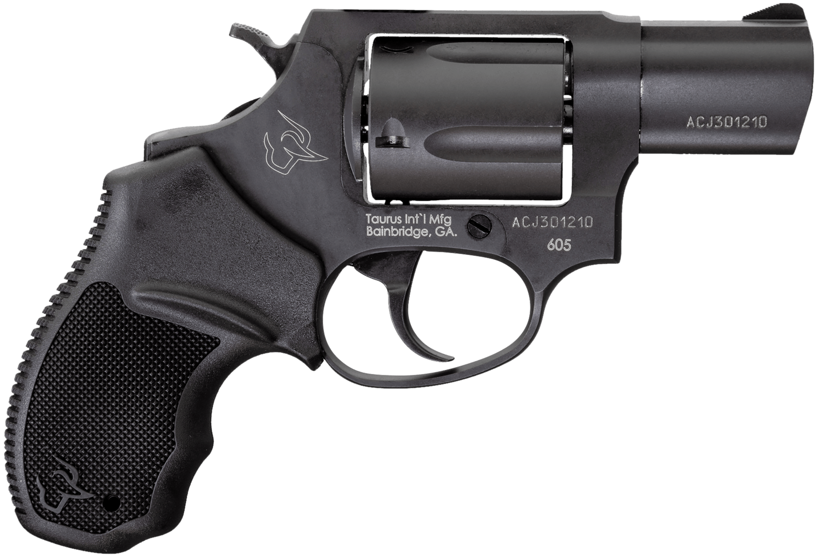 Taurus 2-605021 605  Small 357 Mag/38 Special +P 5 Shot 2" Matte Black Oxide Alloy Steel Barrel, Cylinder & Frame, Black Finger Grooved Rubber Grip, Transfer Bar, Safety Exposed Hammer