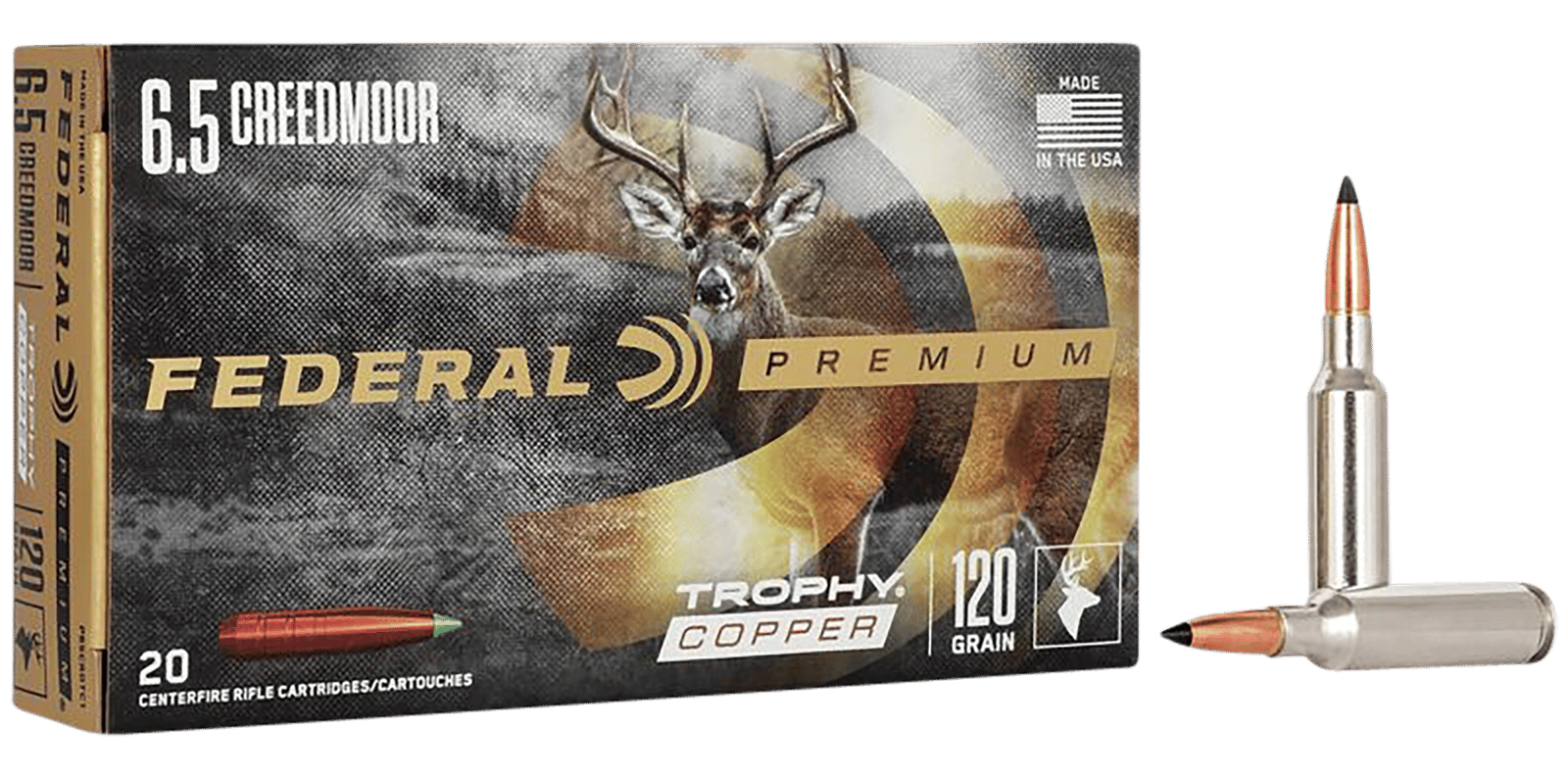 Federal P65CRDTC1 Premium  6.5Creedmoor 120gr Trophy Copper 20 Per Box/10 Case