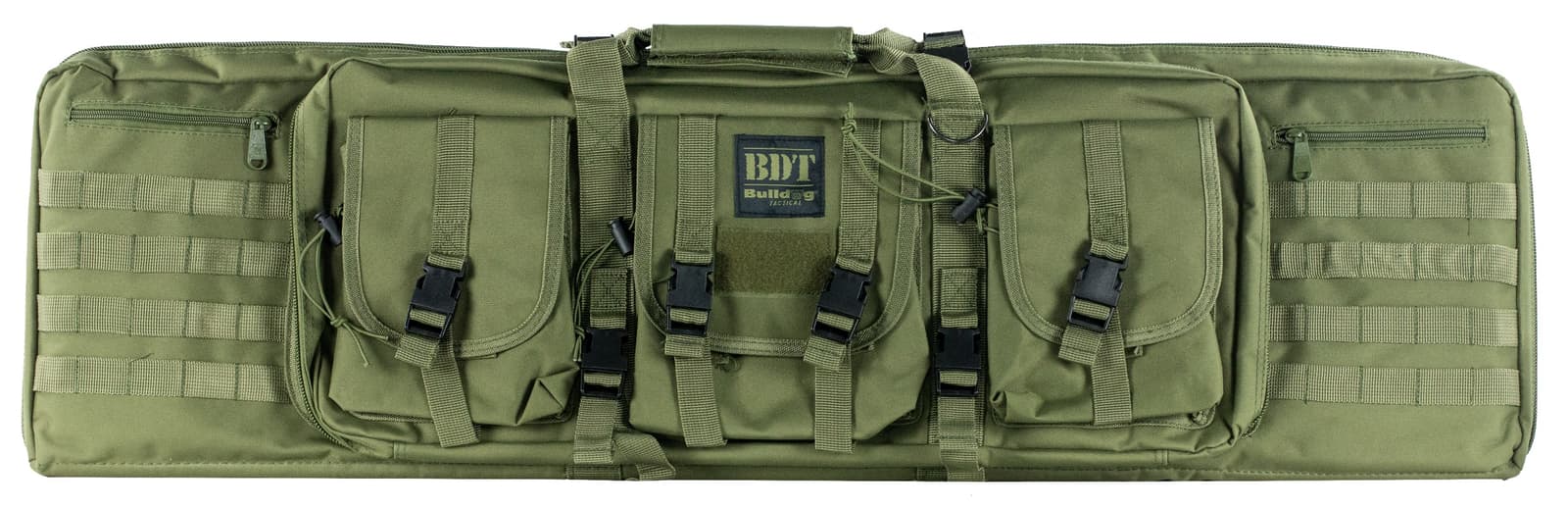 Bulldog BDT6043G BDT Tactical Double 43" Green Nylon, 3 Accessory Pockets, Deluxe Padded Backstraps Lockable Zippers, Padded Internal Divider