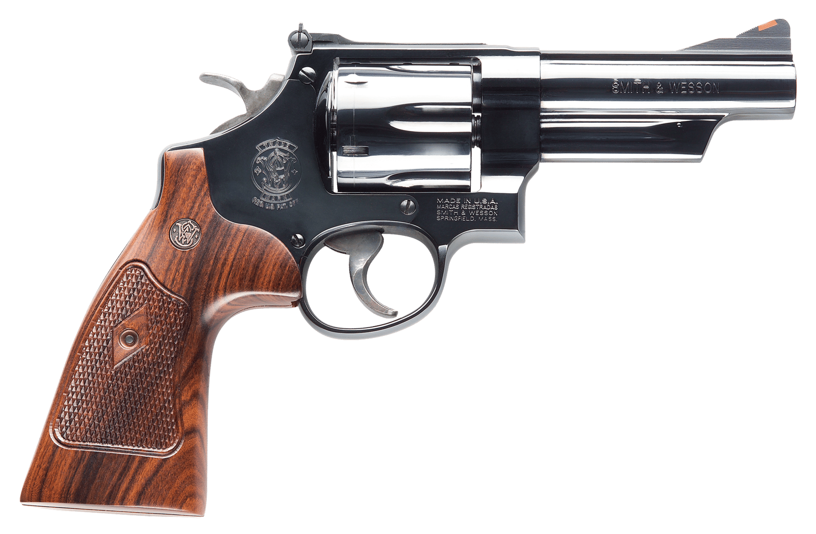 Smith & Wesson 150254 Model 29 Classic 44 Rem Mag or 44 S&W Spl Blued Carbon Steel 4" Barrel, 6rd  Cylinder & N-Frame, Checkered Square Butt Walnut Grip