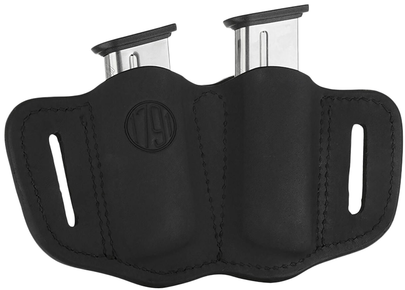 1791 Gunleather MAG21SBLA MAG2.1 Double Mag Holster Stealth Black Leather Belt Slide Belts 1.50" Wide Compatible w/ Single Stack Ambidextrous
