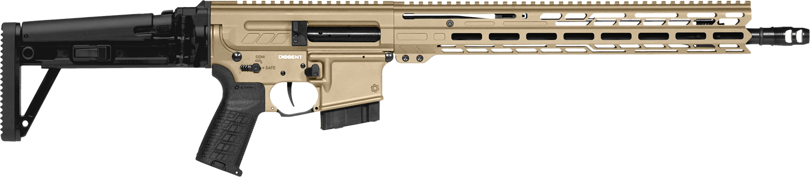 CMMG 60AA90CCT Dissent MK4 6mm ARC 10+1 (2) 16.10", Coyote Tan Rec/15" M-Lok Handguard, Side Charging Handle, Black Side Folding Stock & Zeroed Grip, Muzzle Brake, 60/90 Ambi Safety, Adj. Gas Block