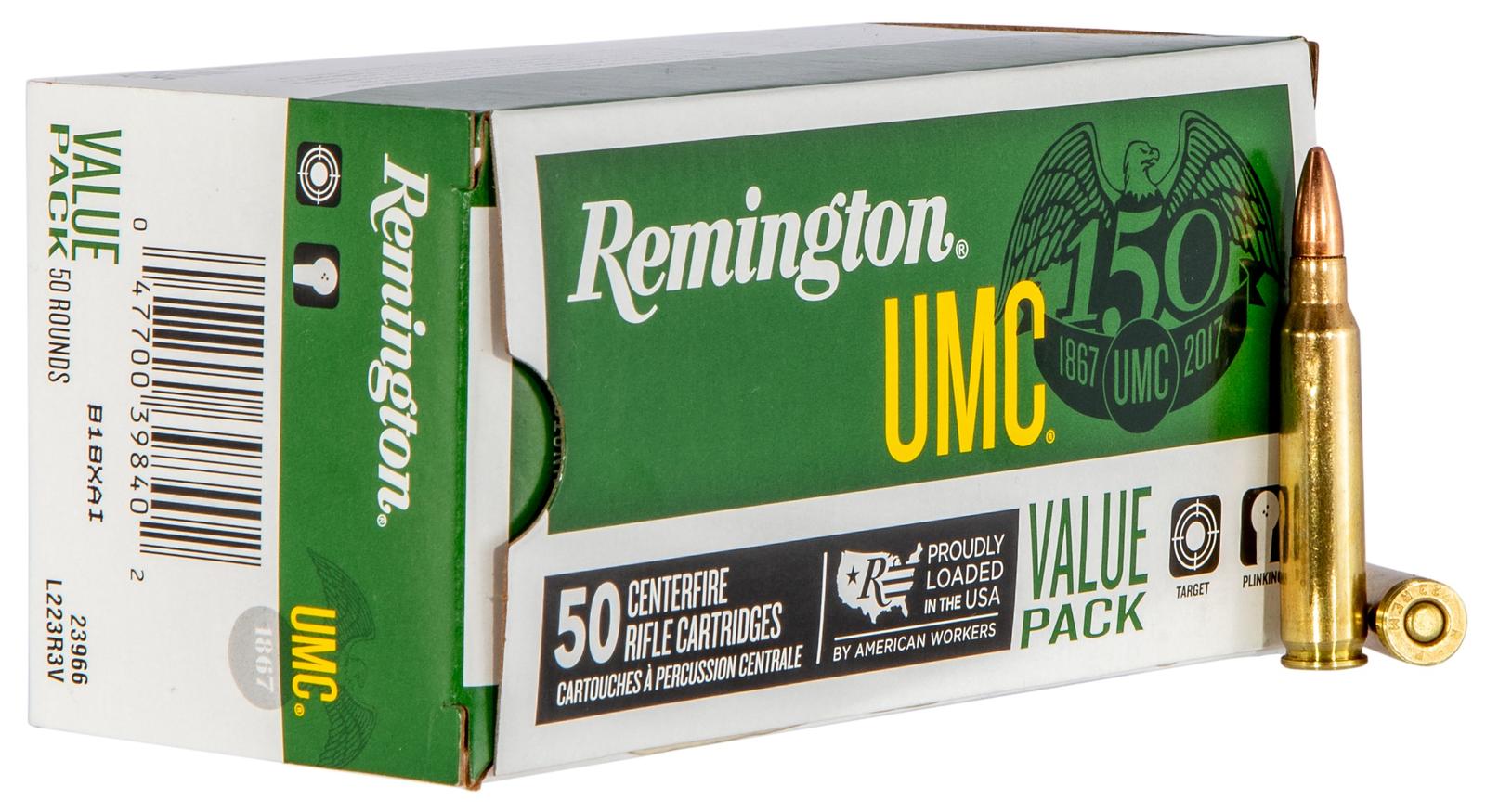 Remington Ammunition 23966 UMC Value Pack 223Rem 55gr Full Metal Jacket 50 Per Box/8 Case