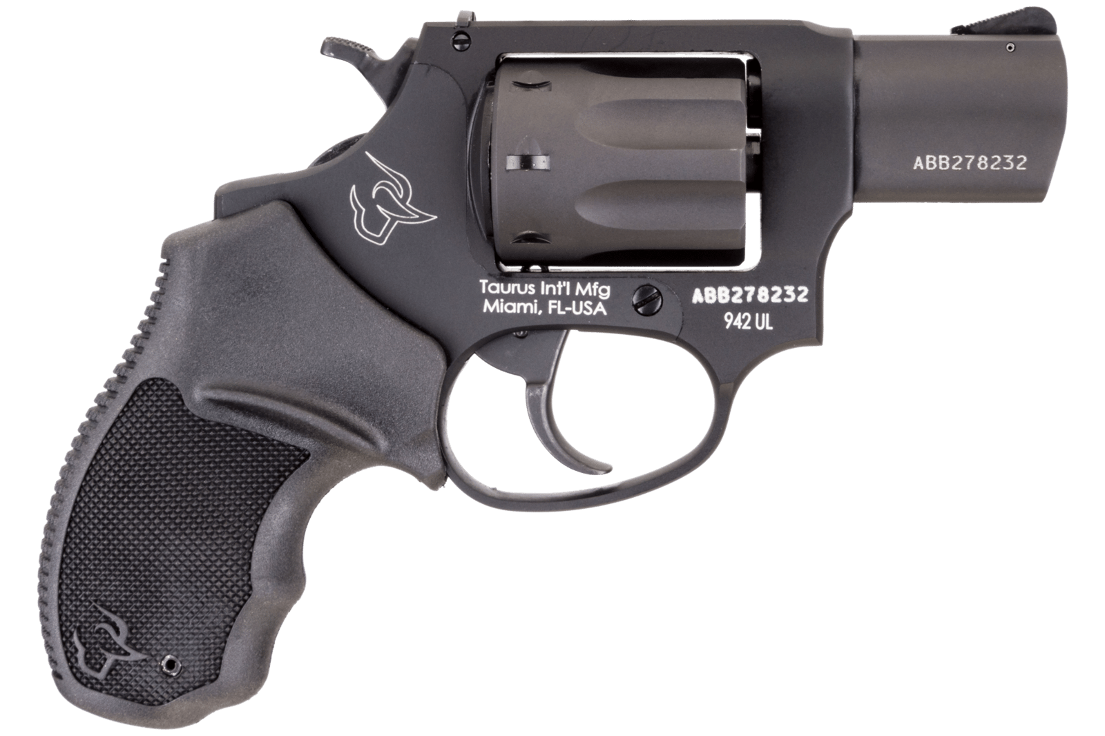 Taurus 2942021UL 942 Ultra-Lite 22 LR 8rd 2" Matte Black Finish Barrel, Matte Black Finish Cylinder, Black Anodized Finish Aluminum Frame & Finger Grooved Black Polymer Grip