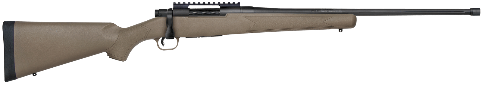 Mossberg 28253 Patriot Predator Full Size 22-250 Rem 5+1 22" Matte Blued Fluted Threaded Barrel, Matte Blued Stainless Steel Receiver w/Picatinny Rail, Flat Dark Earth Fixed Synthetic Stock