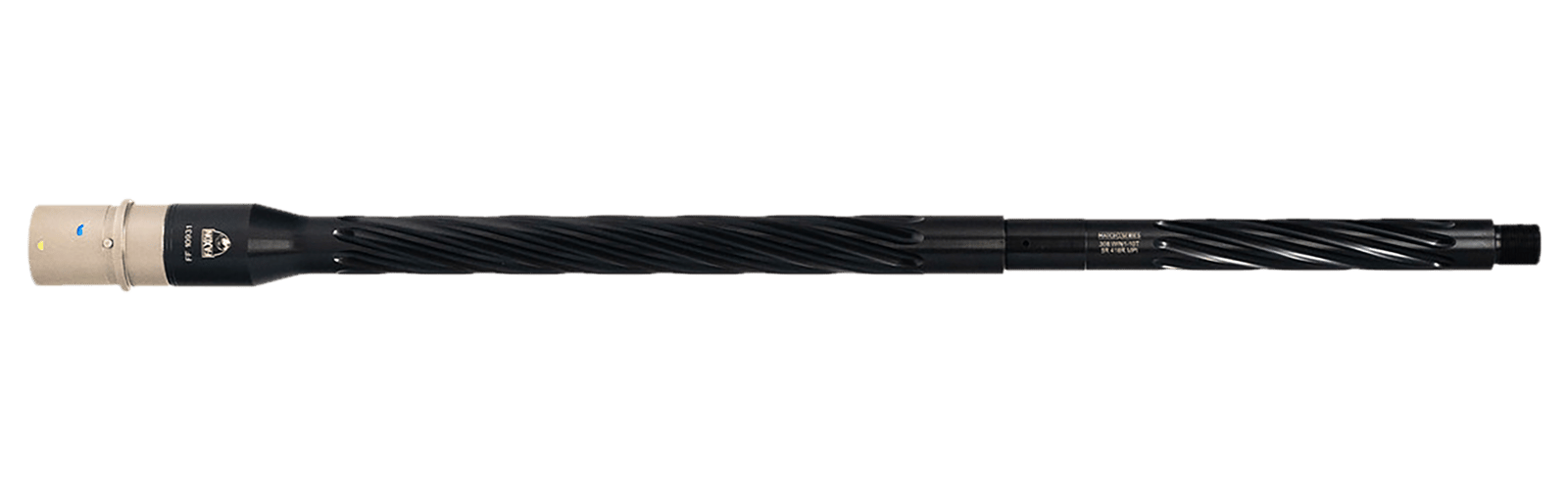 Faxon Firearms 10B810R20SHQ5RNP3  Match 308 Win 20" Spiral Fluted Black Salt Bath Nitride 416-R Stainless Barrel