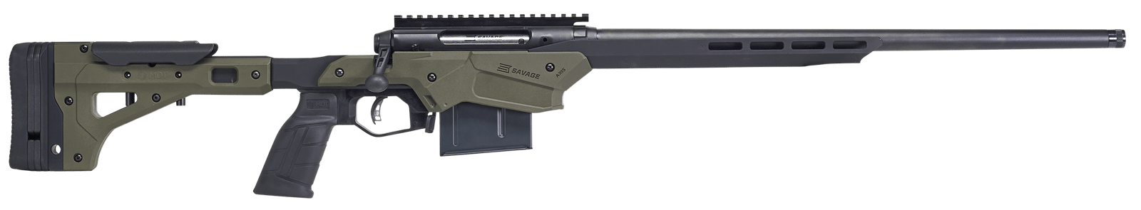 Savage Arms 57550 Axis II Precision 243 Win 10+1 22", Matte Black Barrel/Rec, OD Green Adjustable MDT Aluminum Chassis, Polymer Grip
