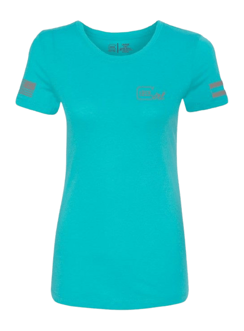 GLK AP96444 GLOCK GIRL FLAG TEE M   TEAL