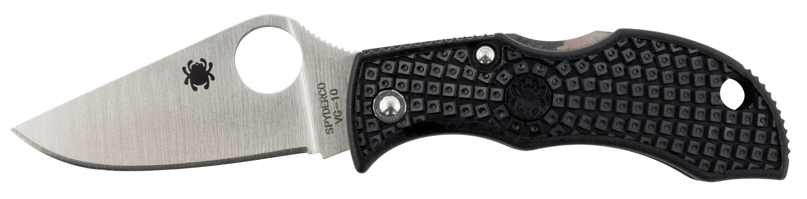 Spyderco MBKP Manbug  1.95" Folding Plain Stonewashed VG-10 SS Blade, Black FRN Handle