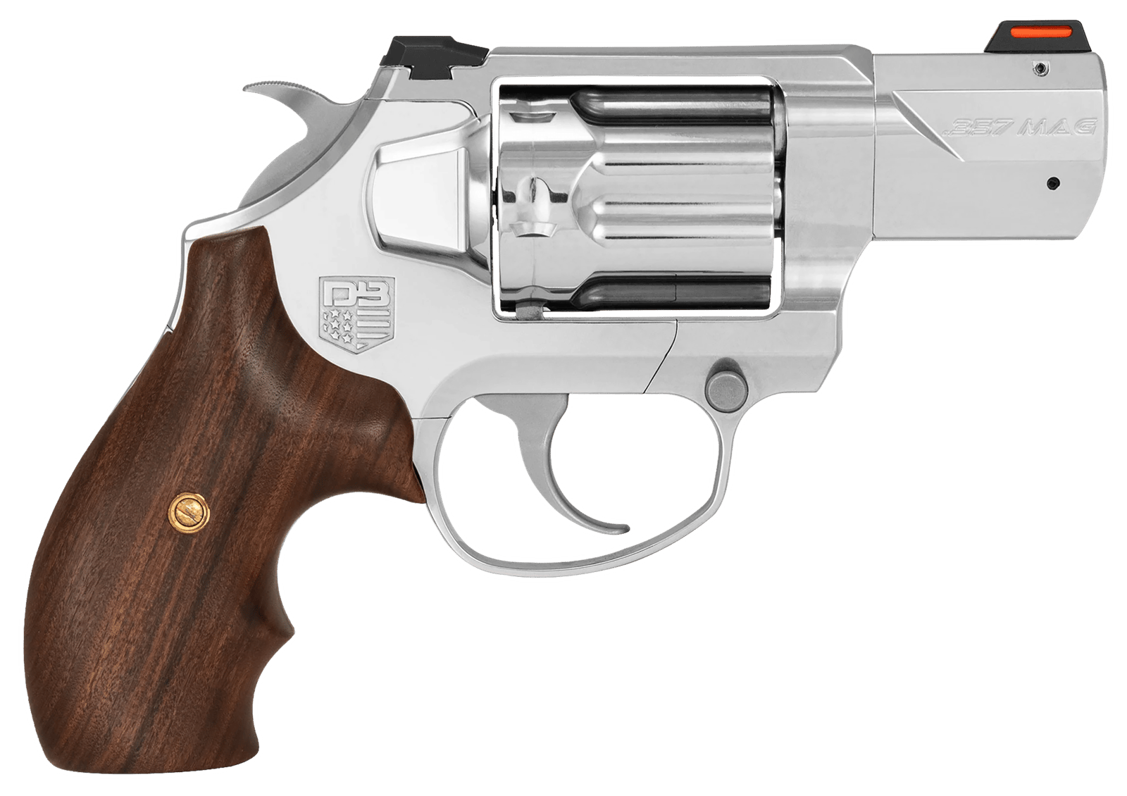 Diamondback DB075AS701 SDR  Sports South Exclusive Small 357 Mag/38 Special +P 6 Shot 2" Polished Stainless Steel Barrel & Frame, Stainless Steel Cylinder, Hogue Wood Grip, Exposed Hammer