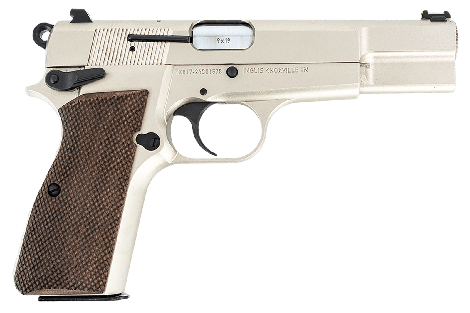 MAC 12000001 P-35  9mm Luger 15+1 4.70" Stainless Steel Barrel, Satin Nickel Serrated Steel Slide & Frame w/Beavertail & Picatinny Rail, G10 Grip
