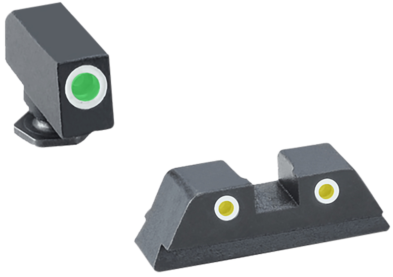 TruGlo TG231G1AW Tritium Pro  White Outline Tritium Front/Green Tritium Rear/Black Nitride Fortress Frame,Compatible w/Glock 42/43/43X/48 Except MOS, Front Post/Rear Dovetail Mount