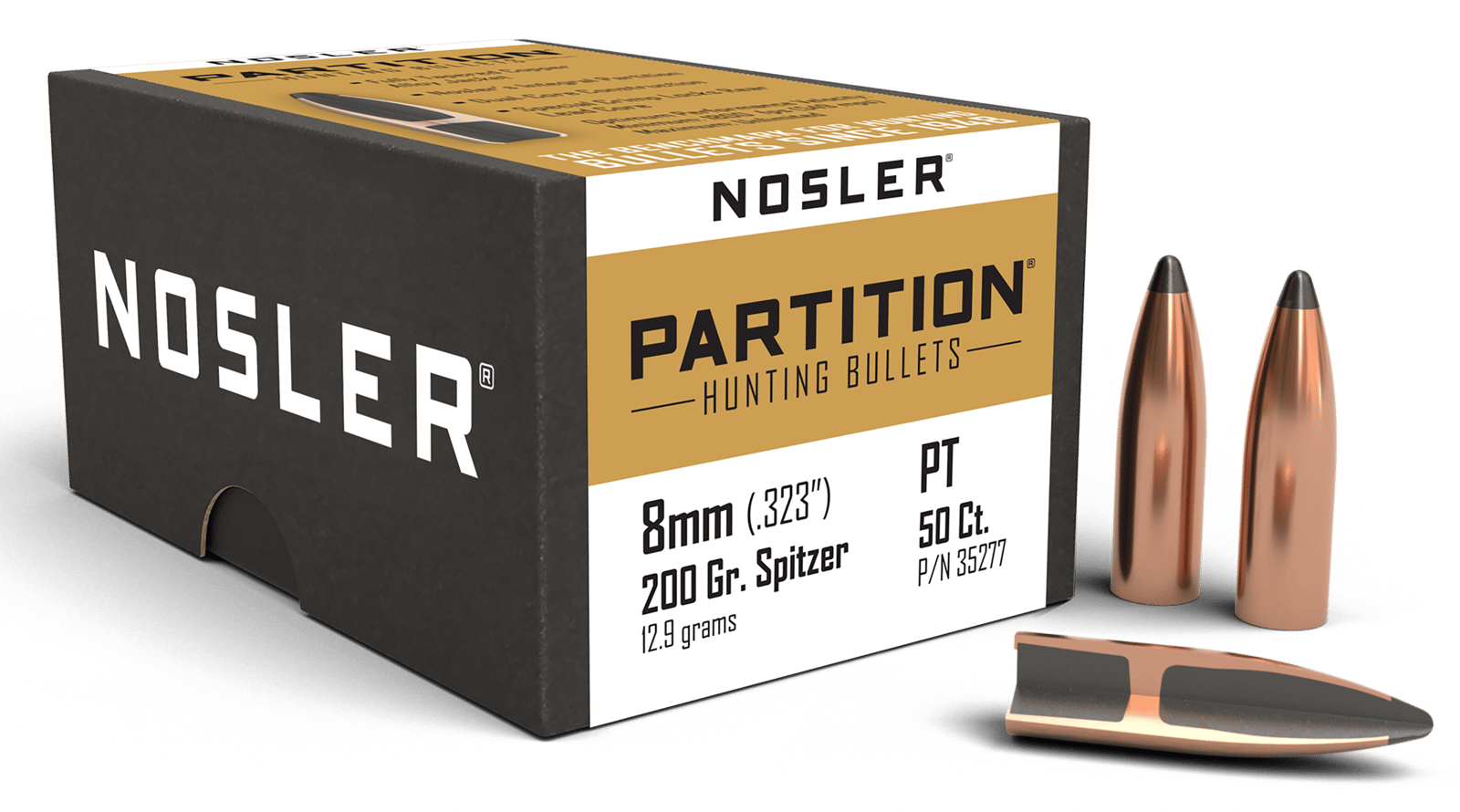 Nosler 35277 Partition  8mm 200gr Partition Spitzer 50/Box