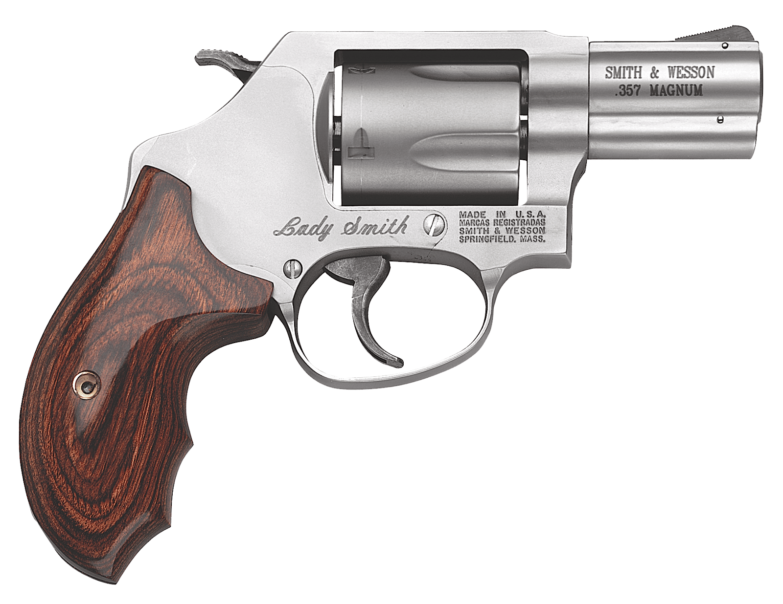 Smith & Wesson 162414 Model 60 Ladysmith *CA Compliant J-Frame 357 Mag/38 Special +P 5 Shot 2.12" Satin Stainless Steel Barrel, Satin Cylinder, Satin Stainless Steel Frame, Wood Grip, Exposed Hammer
