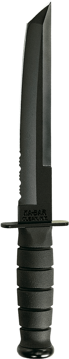 Ka-Bar 1245 Tanto  8" Fixed Tanto Part Serrated Black 1095 Cro-Van Blade, Black Kraton G Handle, Includes Sheath