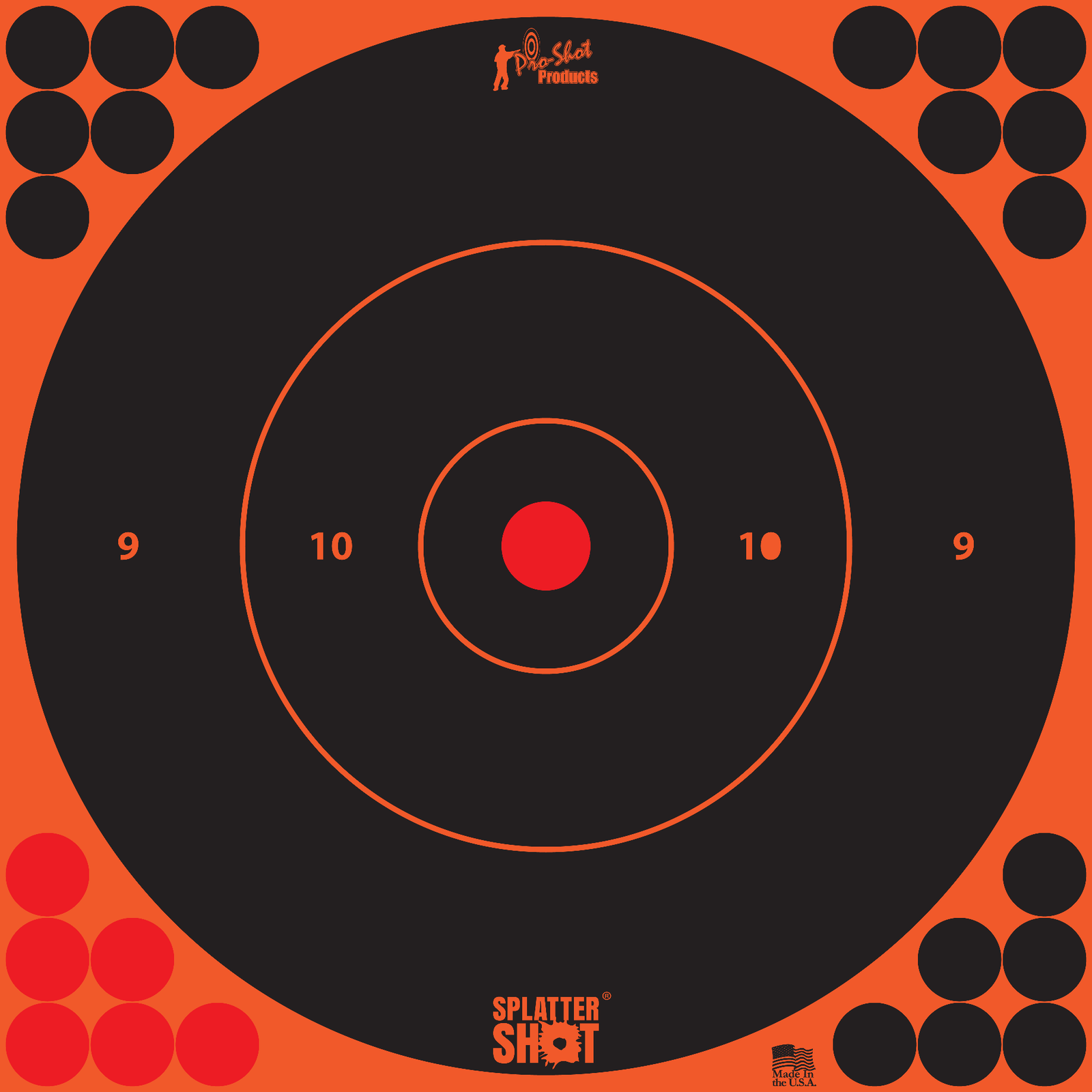 Pro-Shot 12BORNGE5PK SplatterShot  Self-Adhesive Paper Black/Orange  12" Bullseye 5 Pack